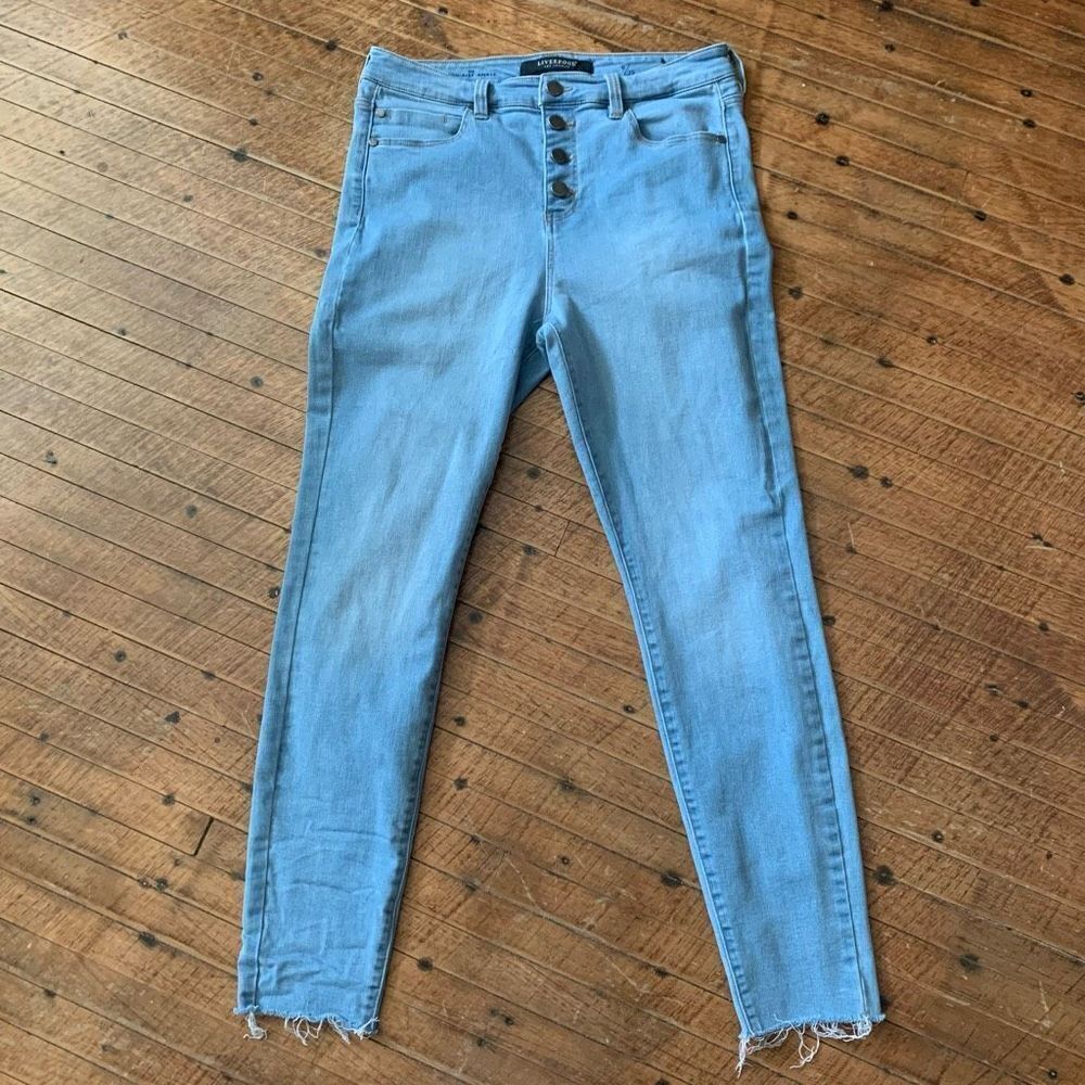Liverpool light wash button up high waist 8/29 cropped jeans
